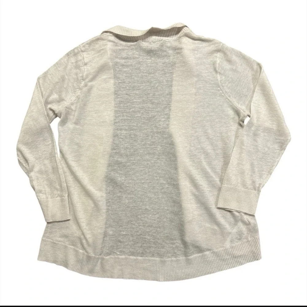 Tommy Bahama Size Small Ivory/ Off White Lea Open 100% Linen Cardigan Open Front - Picture 2 of 8